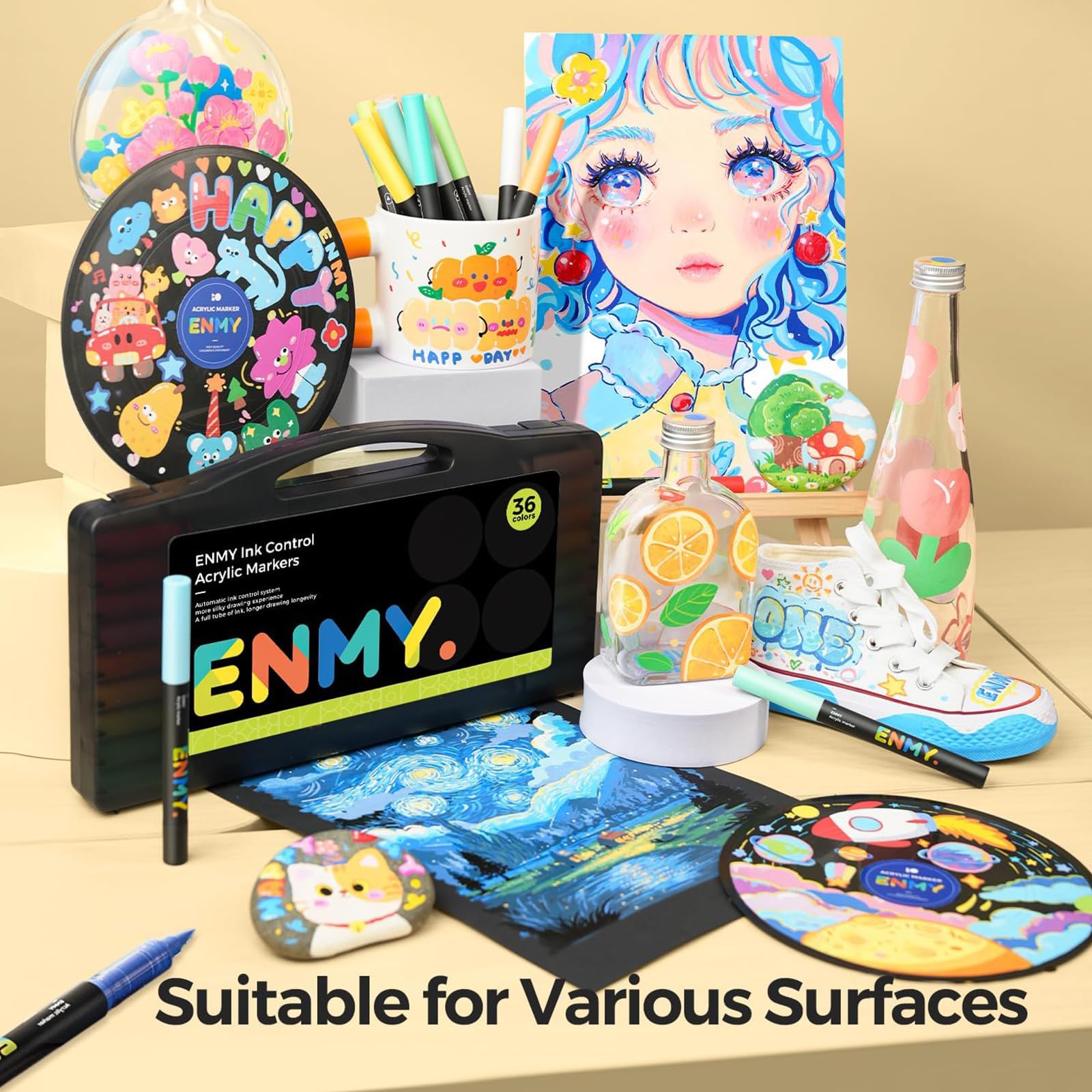 ENMY インクコントロールアクリルマーカー 36色 Amazon | ENMY 36色セット 直液式 アクリルマーカー イラストマーカー